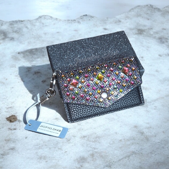 Jacqueline Kent Multicolor Crystal Embellished Leather Key And Card Holder, NWT - Picture 6 of 8